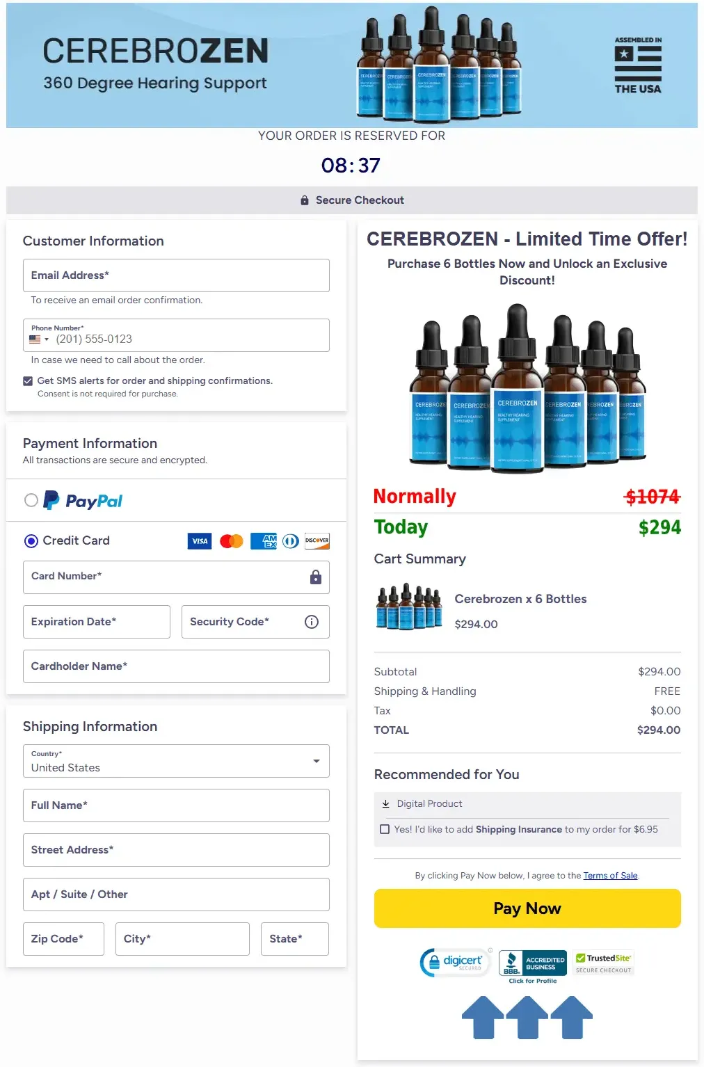 Cerebrozen Secure Checkout Page